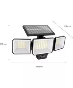 LUCE SOLARE DA ESTERNO CON 3 LED IN ALLUMINIO COLORE NERO, 8,7 W 2700 K